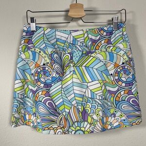 B-Skinz Athletic Skort Women M Multi Color Golfcore Pickleball Psychedelic Print